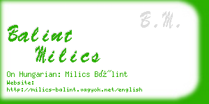 balint milics business card